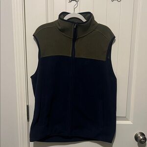 Brooks Brothers Navy and Olive Fleece Vest - Large